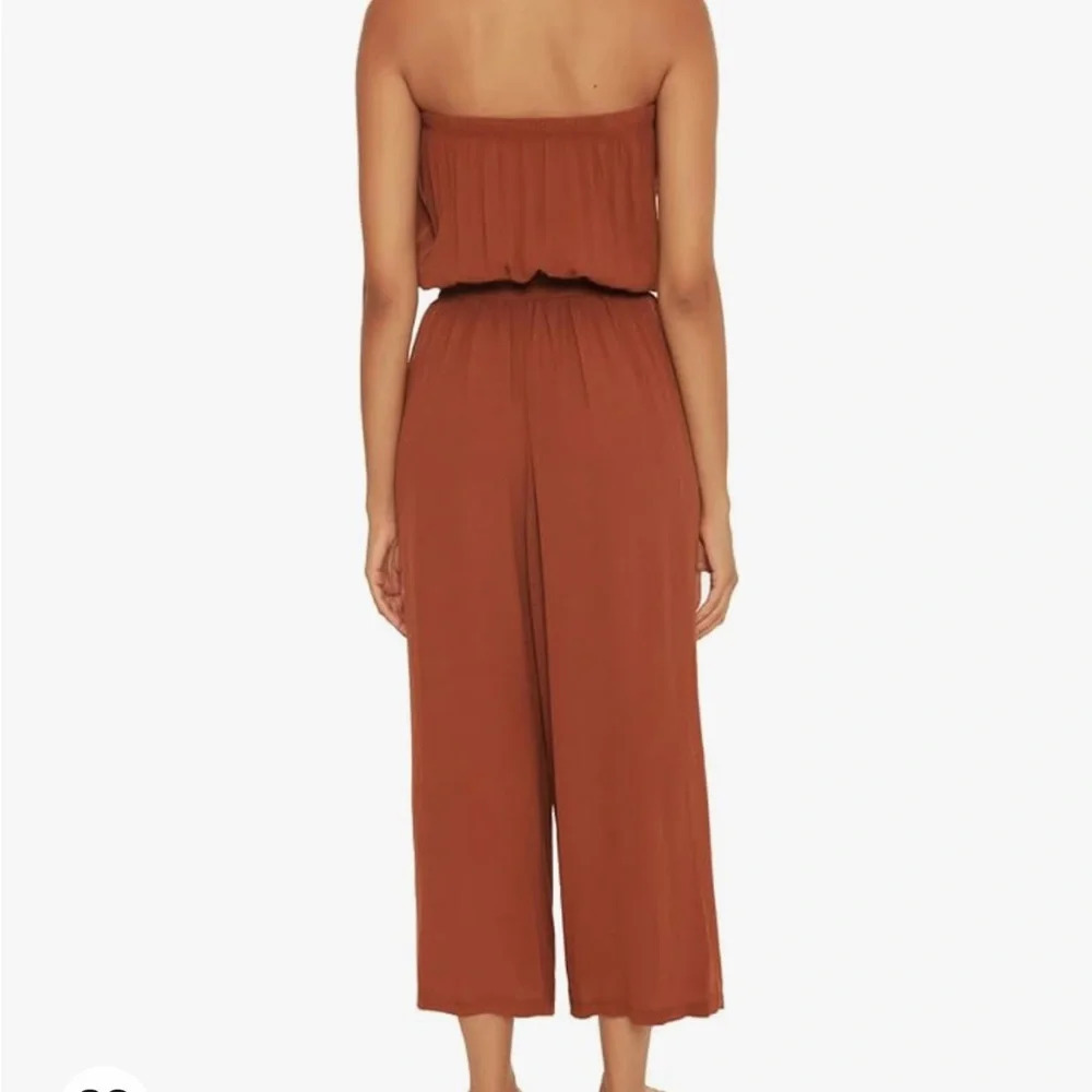 Becca by Rebecca Virtue Ponza Crinkled Rayon Jumpsuit CoverUp Bronze size large - Picture 4 of 12